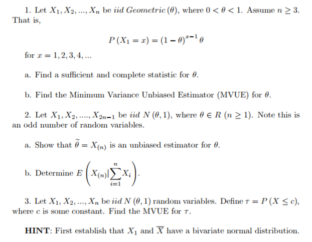 , xn be iid Geometric (6), where 0