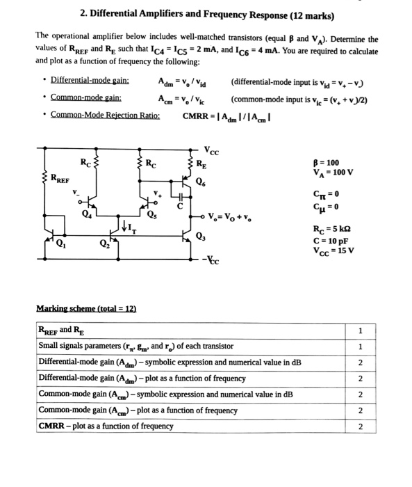 Solved Differential Amplifiers and Frequency Response The