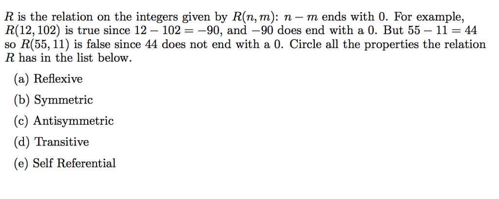 Solved R is the relation on the integers given by R (n, m): | Chegg.com