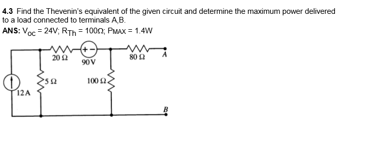 Solved Find the Thevenin's equivalent of the given circuit | Chegg.com