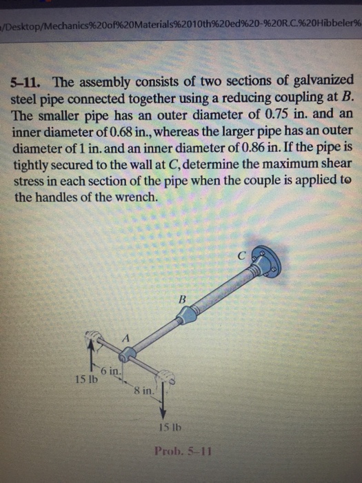 Solved The Assembly Consists Of Two Sections Of Galvanized | Chegg.com