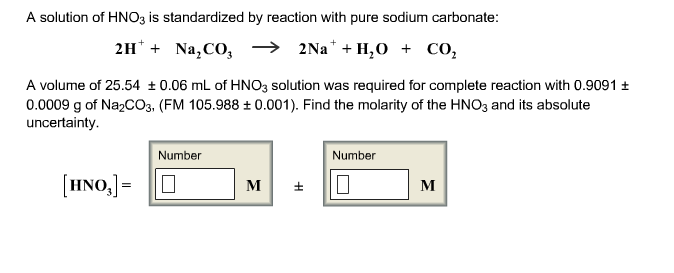 Solved A Solution Of Hno3 Is Standardized By Reaction With 