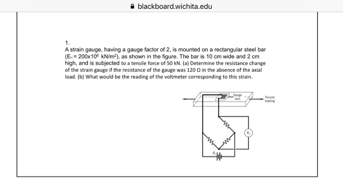 Solved A strain gauge, having a gauge factor of 2, is | Chegg.com
