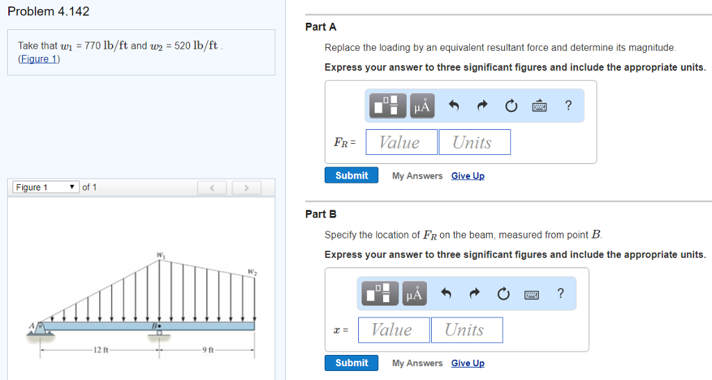 Solved Problem 4.142 Part A Take That W 770 Lb/ft And W2 - | Chegg.com