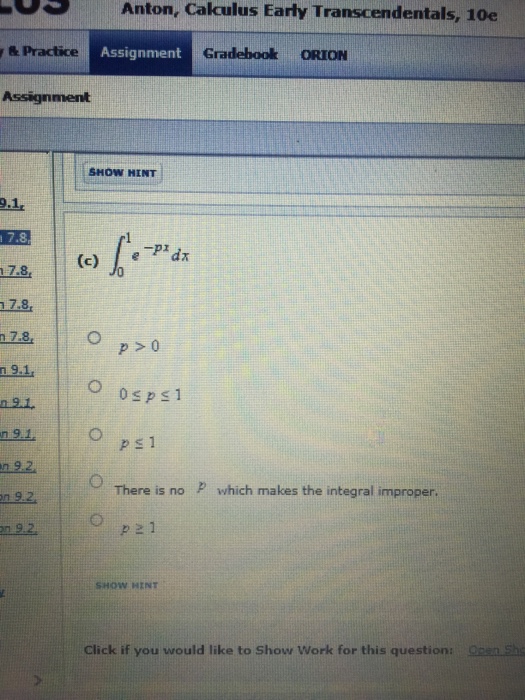 Solved Determine All Values Of P For Which The Integral Is | Chegg.com