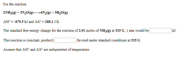 Solved For the reaction The standard free energy change for | Chegg.com