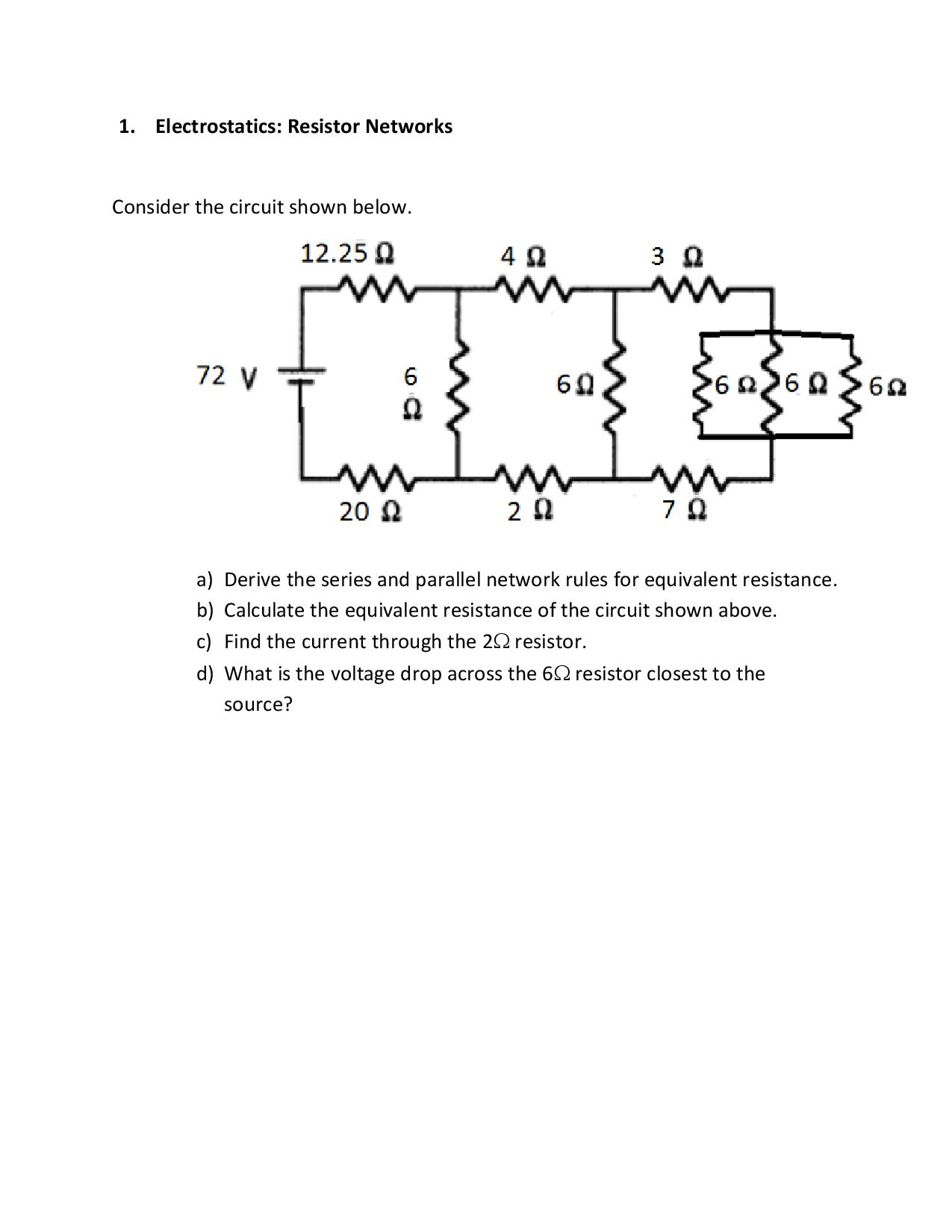 Solved Electrostatics Resistor Networks Consider the