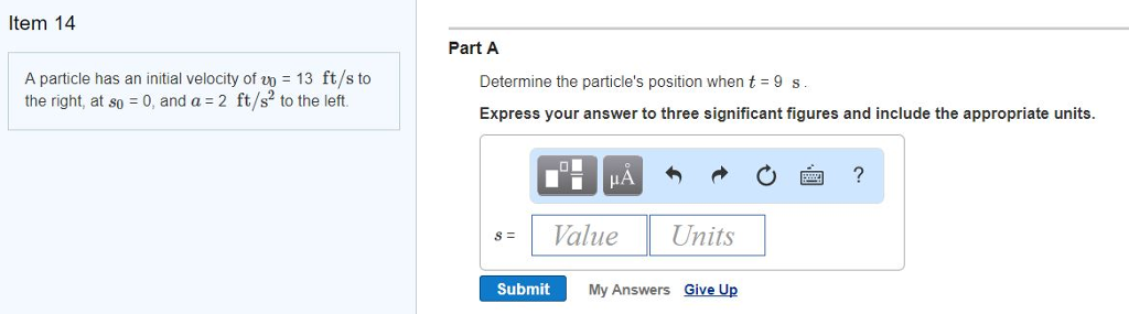 solved-a-particle-has-an-initial-velocity-of-v-0-13-ft-s-chegg