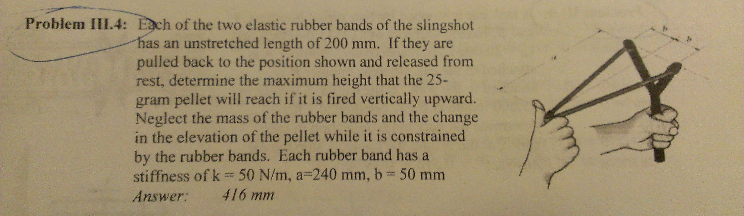 Solved Each of the two elastic rubber bands of the slingshot