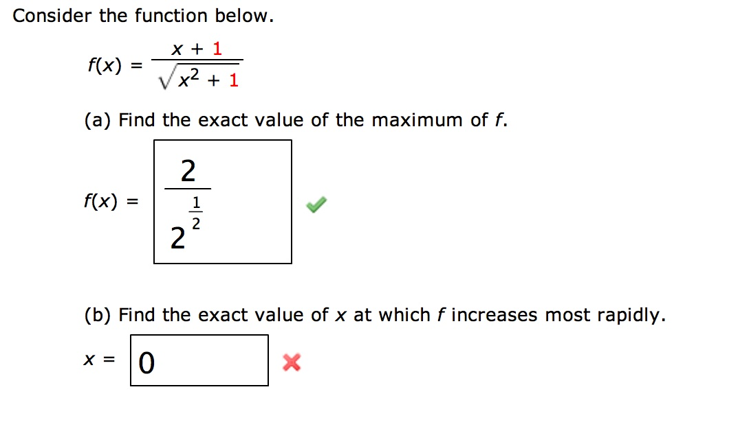 Solved Consider the function below. Find the exact value of | Chegg.com