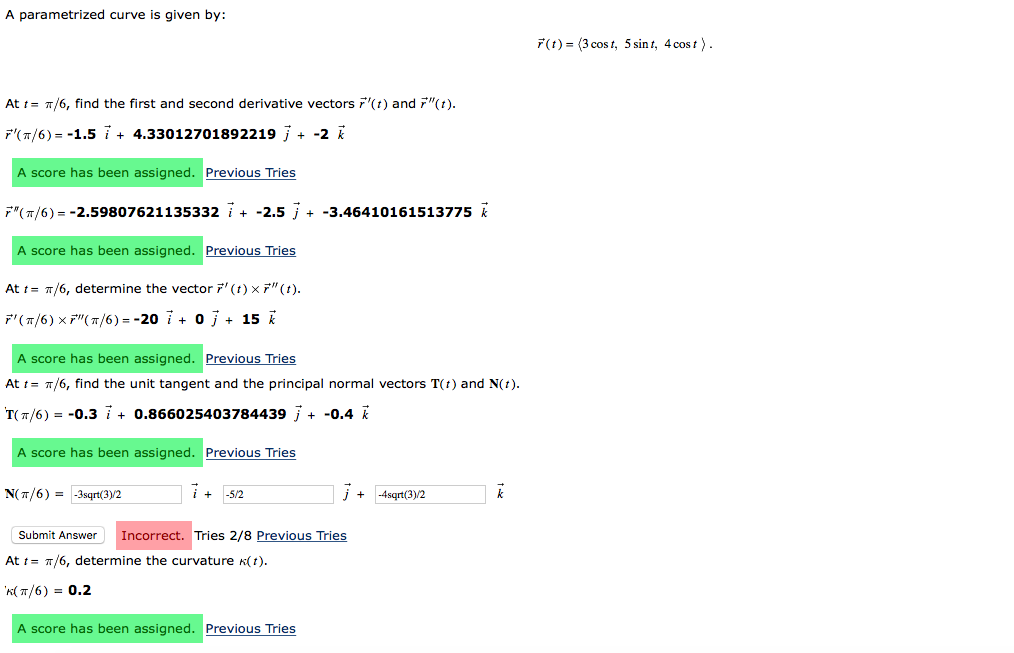 Solved A parameterized curve is given by: vector r (t) = (3 | Chegg.com