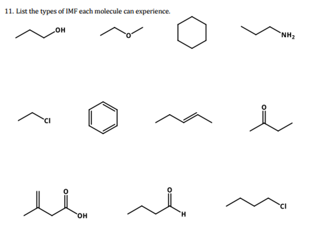 Solved List the types of IMF each molecule can experience. | Chegg.com