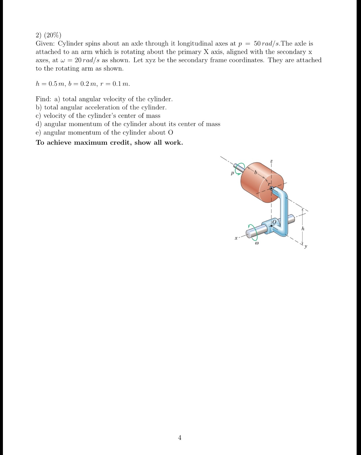 Solved Given Cylinder spins about an axle through it