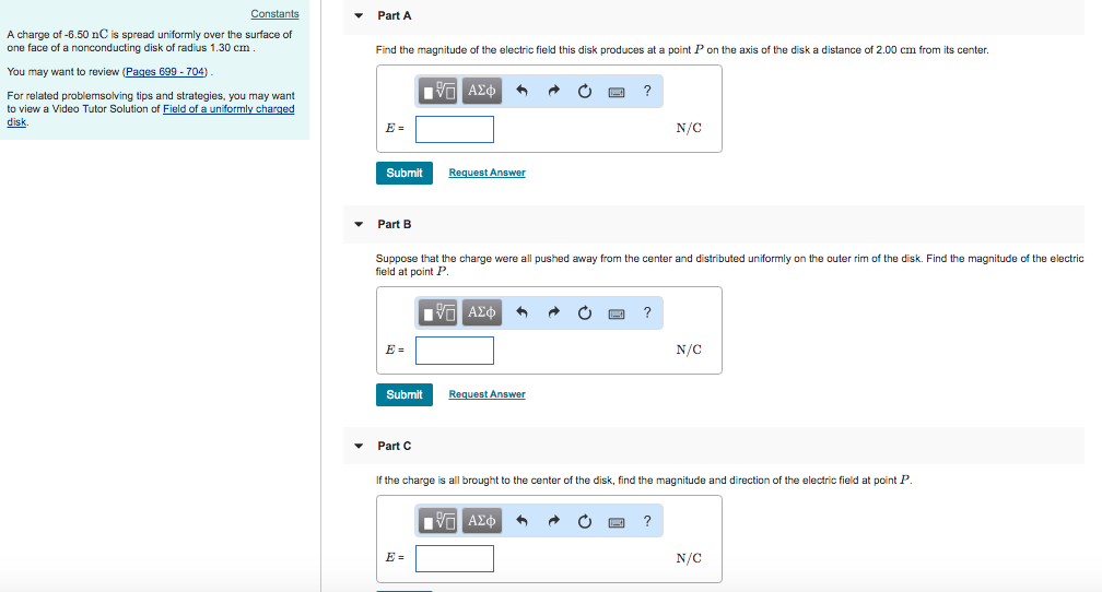 Solved Constants Part A A charge of-6.50 nC is spread | Chegg.com