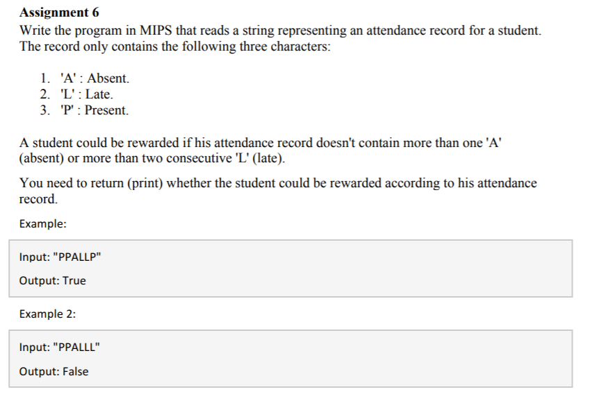 Assignment 6 Write the program in MIPS that reads a | Chegg.com