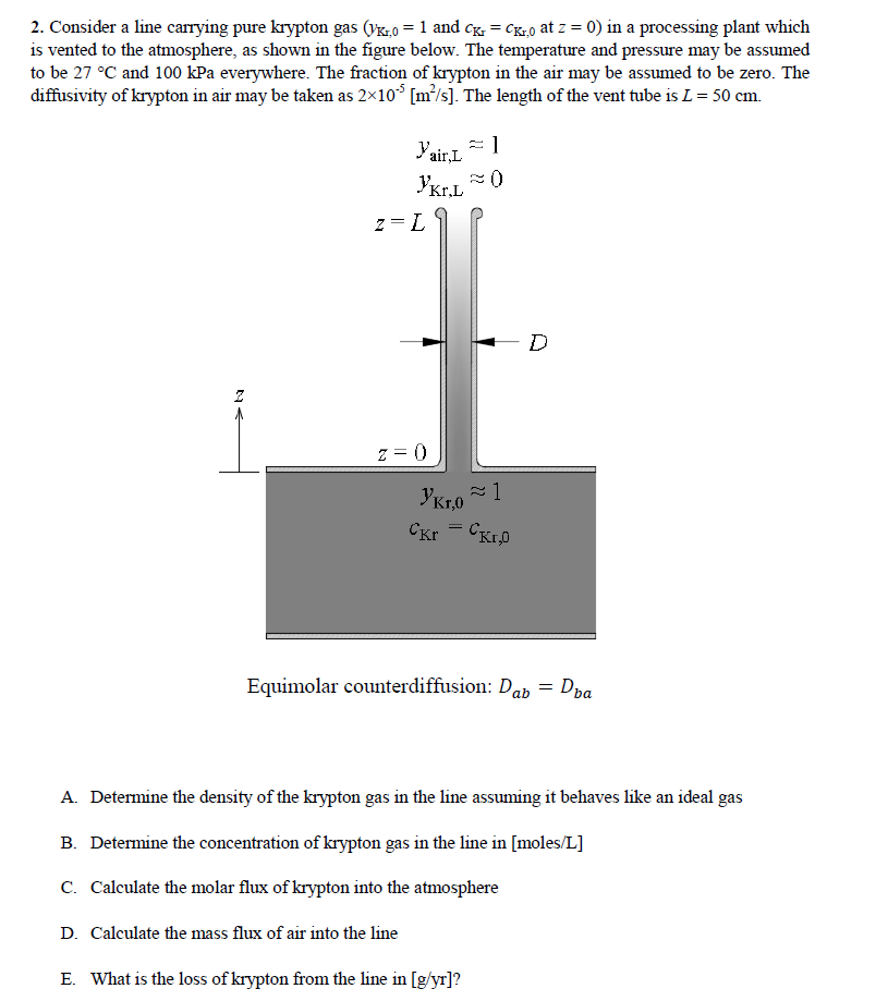 2. Consider a line carrying pure krypton gas (Kr.0-1 | Chegg.com