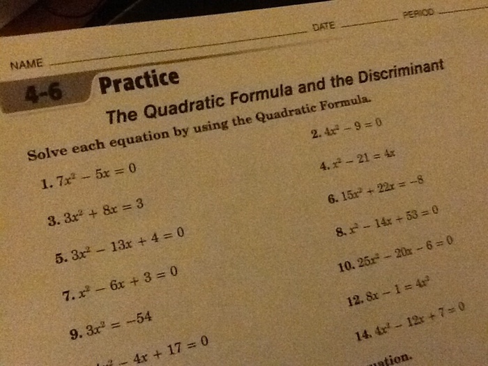 Solved Solve each equation by using the Quadratic Formula. | Chegg.com
