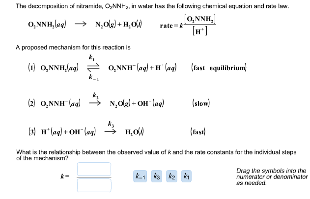 Solved The decomposition of nitramide, O2NNH2, in water has | Chegg.com