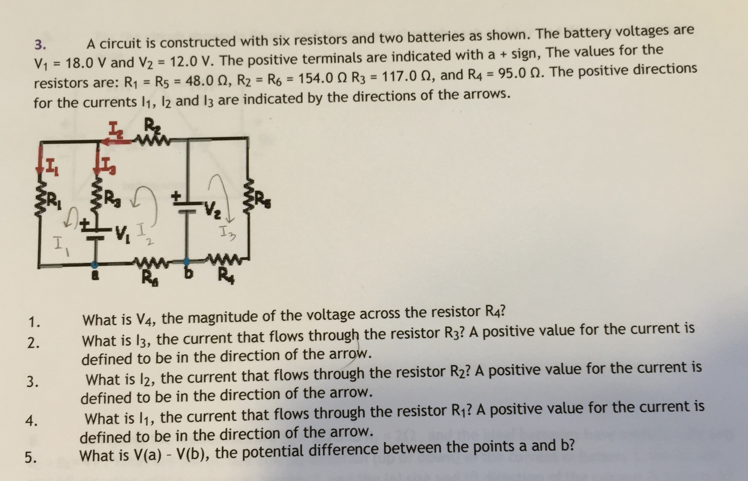 Solved A Circuit Is Constructed With Six Resistors And Chegg Com