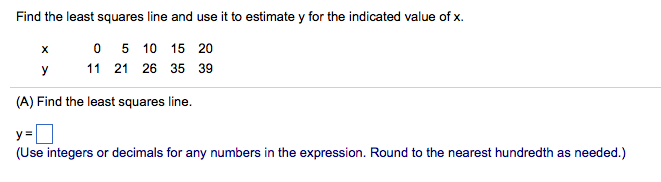 Solved Find the least squares line and use it to estimate y | Chegg.com