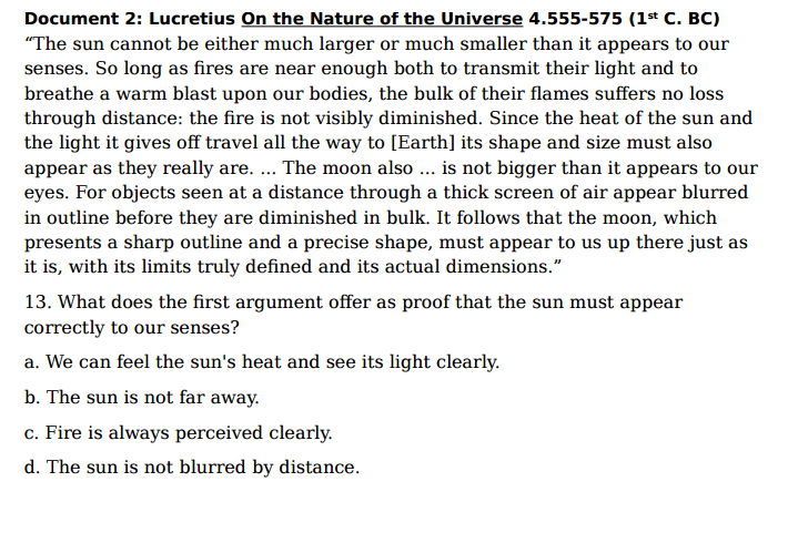 lucretius on the nature of the universe