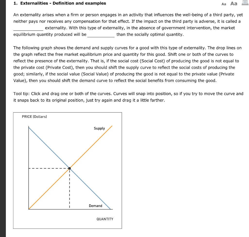 Solved 1 Externalities Definition And Examples Aa Aa E An Chegg