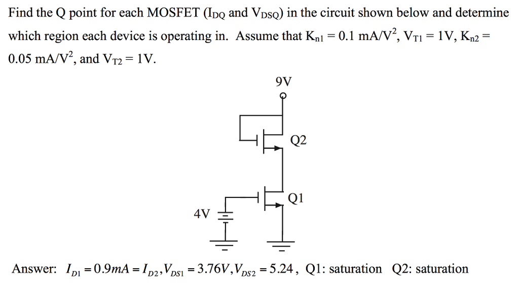 Solved Find the Q point for each MOSFET (I_DQ and V_DSQ) in