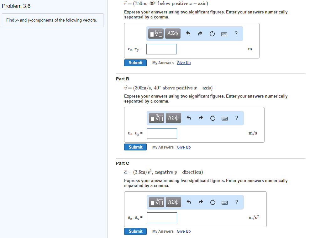 Solved r= (750m, 39° below positive z-axis) Problem 3.6 | Chegg.com