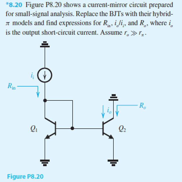 Solved 8.20 Figure P8.20 shows a currentmirror circuit