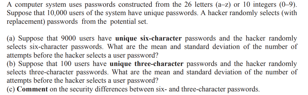 Solved A Computer System Uses Passwords Constructed From The | Chegg.com