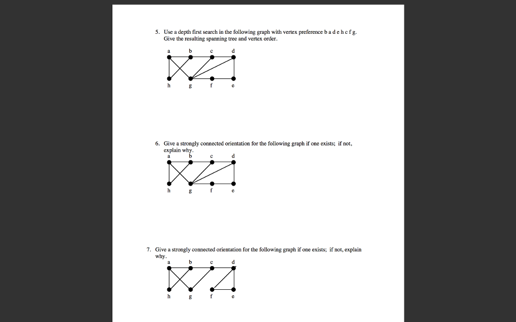 Solved Use a depth first search in the following graph with | Chegg.com