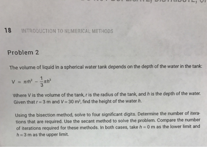 Solved 18 INTRODUCTION TO NUMERICAL METHODS Problem 2. The | Chegg.com