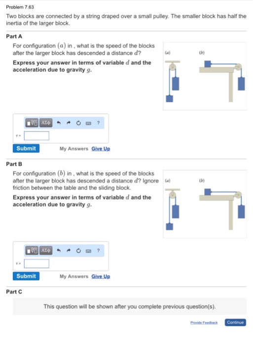 Solved Two blocks are connected by a string draped over a | Chegg.com