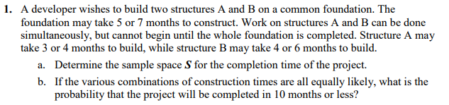 Solved 1. A Developer Wishes To Build Two Structures A And B | Chegg.com