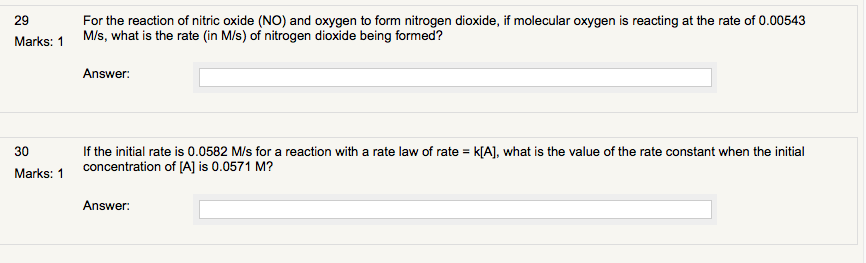 Solved For the reaction of nitric oxide (NO) and oxygen to | Chegg.com