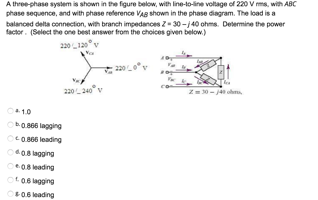 Solved A three-phase system is shown in the figure below, | Chegg.com