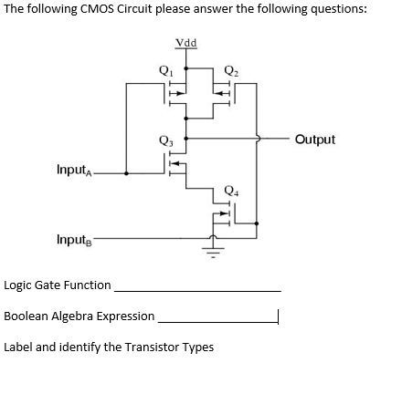 Solved The following CMOS Circuit please answer the | Chegg.com