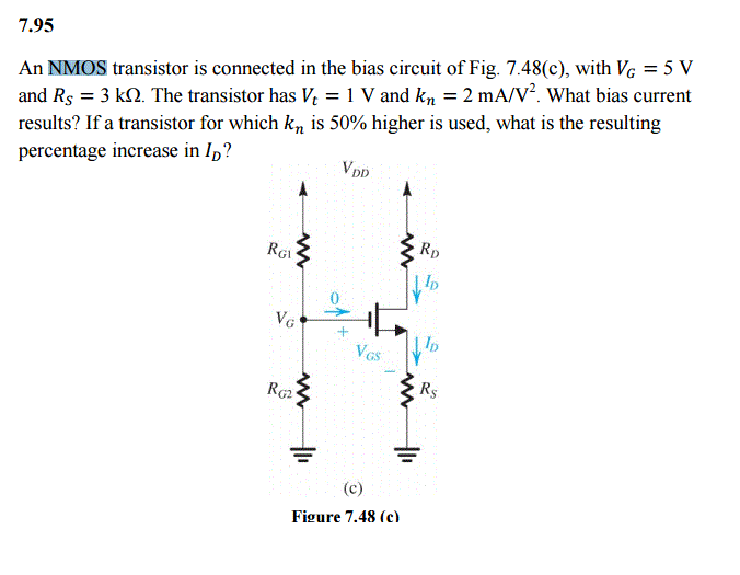Solved An NMOS transistor is connected in the bias circuit