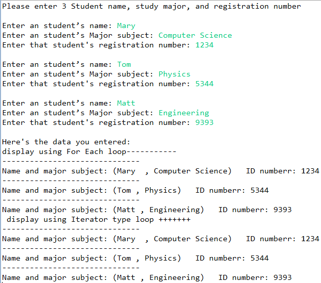 1. Write a program to display the student information | Chegg.com