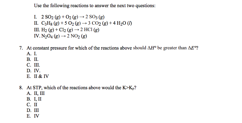 Solved Use the following reactions to answer the next two | Chegg.com