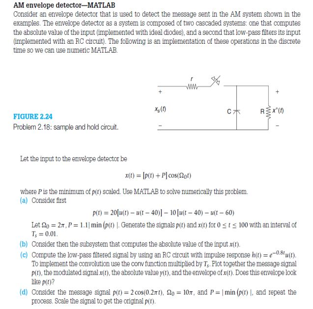 AM Envelope Detector-MATLAB Consider An Envelope | Chegg.com