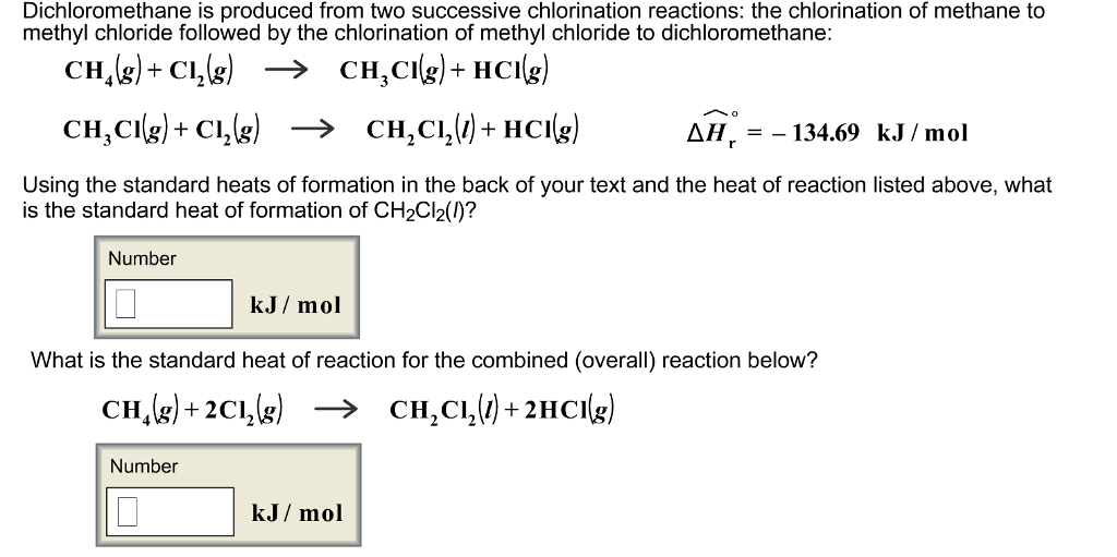 Solved Dichloromethane Is Produced From Two Successive Chegg