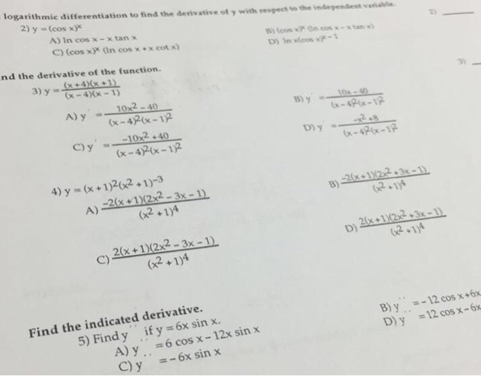 Solved Find The Derivative Of The Function Y x 4 x Chegg