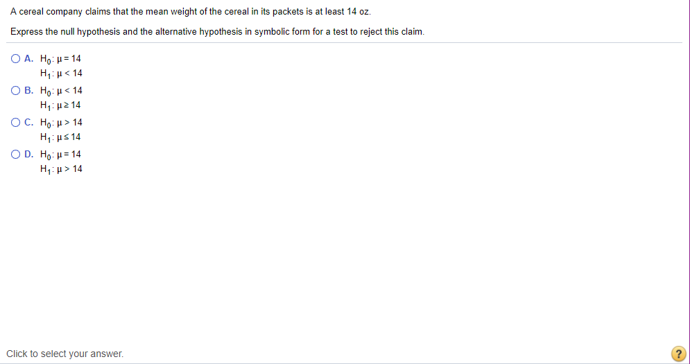 Solved cereal company claims that the mean weight of the