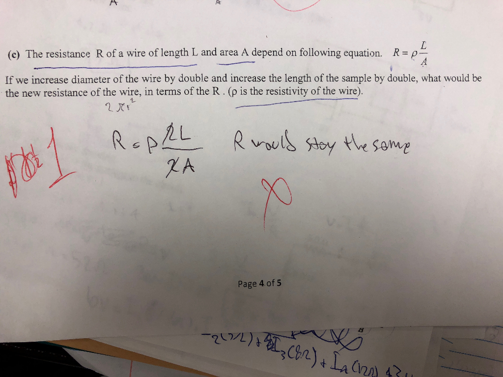 Solved (c) The resistance R of a wire of length L and area A