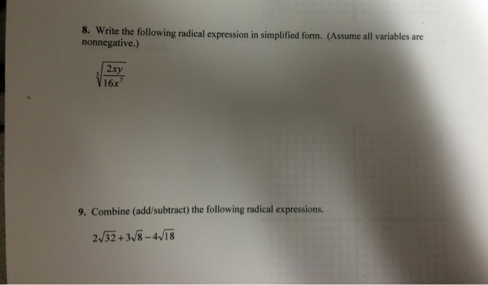 Solved Write The Following Radical Expression In Simplified | Chegg.com