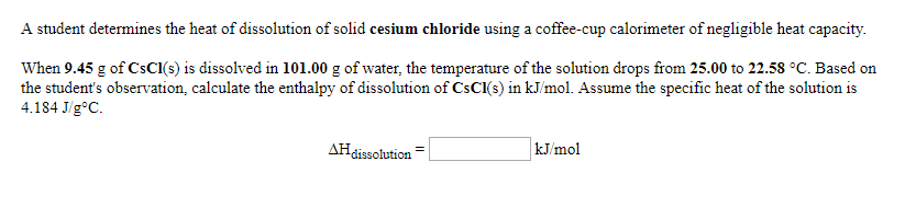 solved-a-student-determines-the-heat-of-dissolution-of-solid-chegg