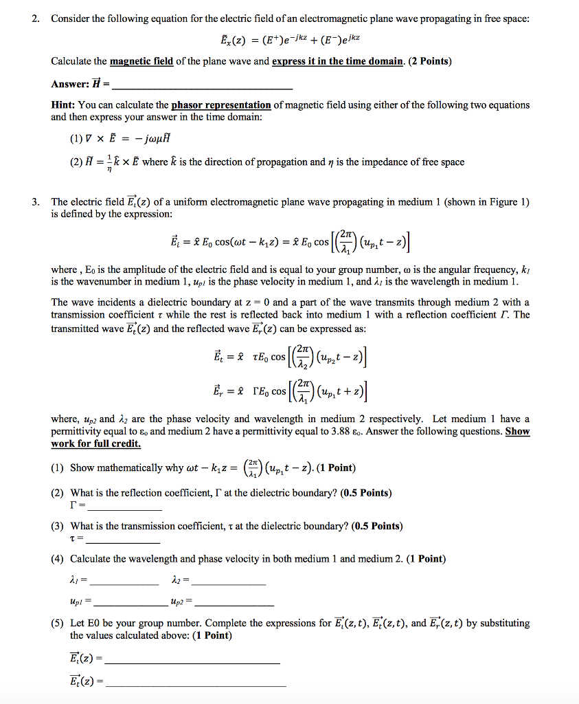 Solved: 2. Consider The Following Equation For The Electri 