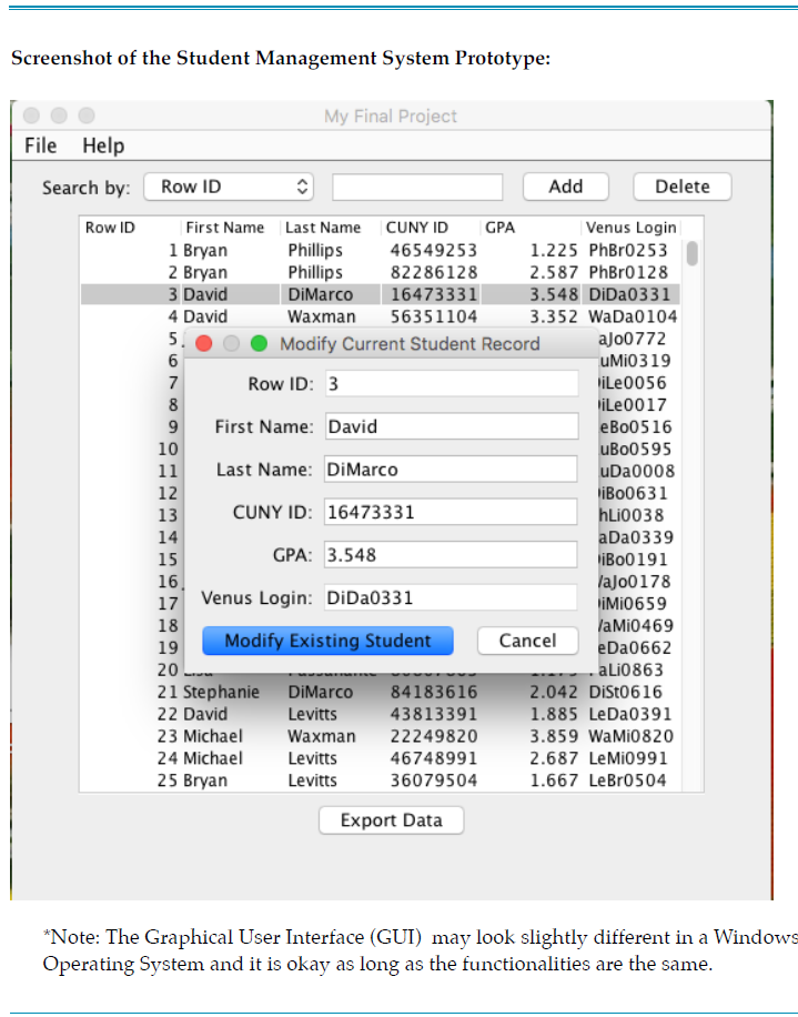 Solved Screenshot of the Student Management System | Chegg.com