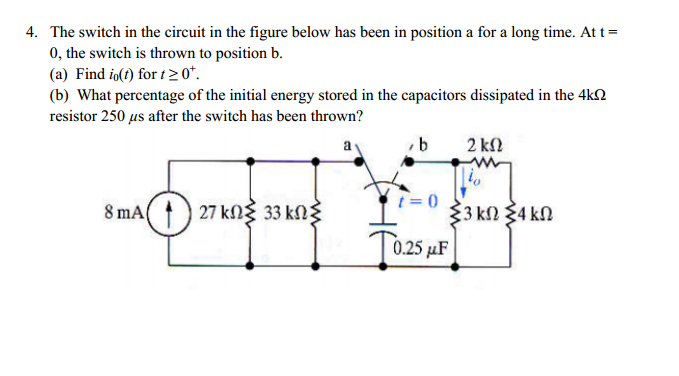 Solved The switch in the circuit in the figure below has | Chegg.com